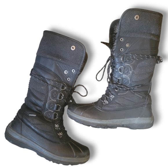 SOREL STYLE KNKRT - Womans Waterproof Black Fur Trimmed Winter Boots Size 8 - Picture 7 of 8